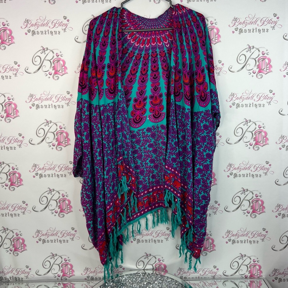 Anh chictoria collections coverup cardigan Vibrant Multicolor Bohemian Poncho